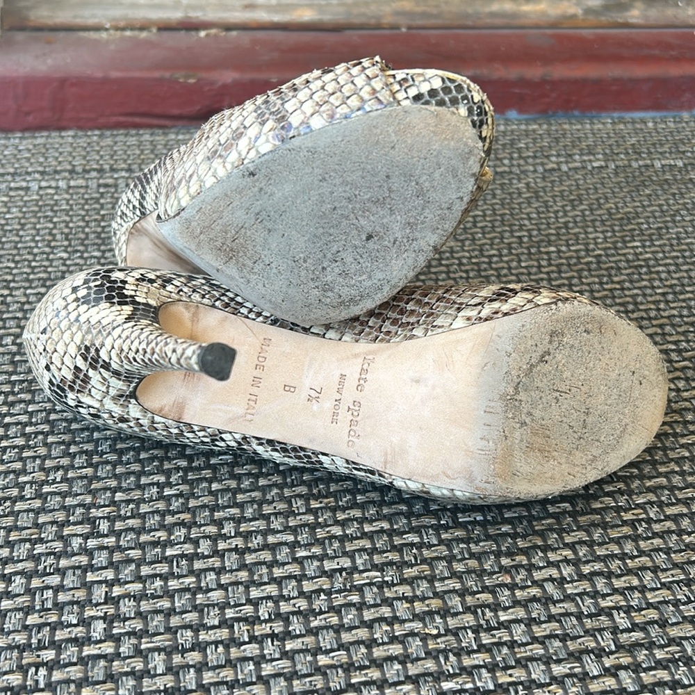 Neutral Embossed Python Heel Pumps - image 6